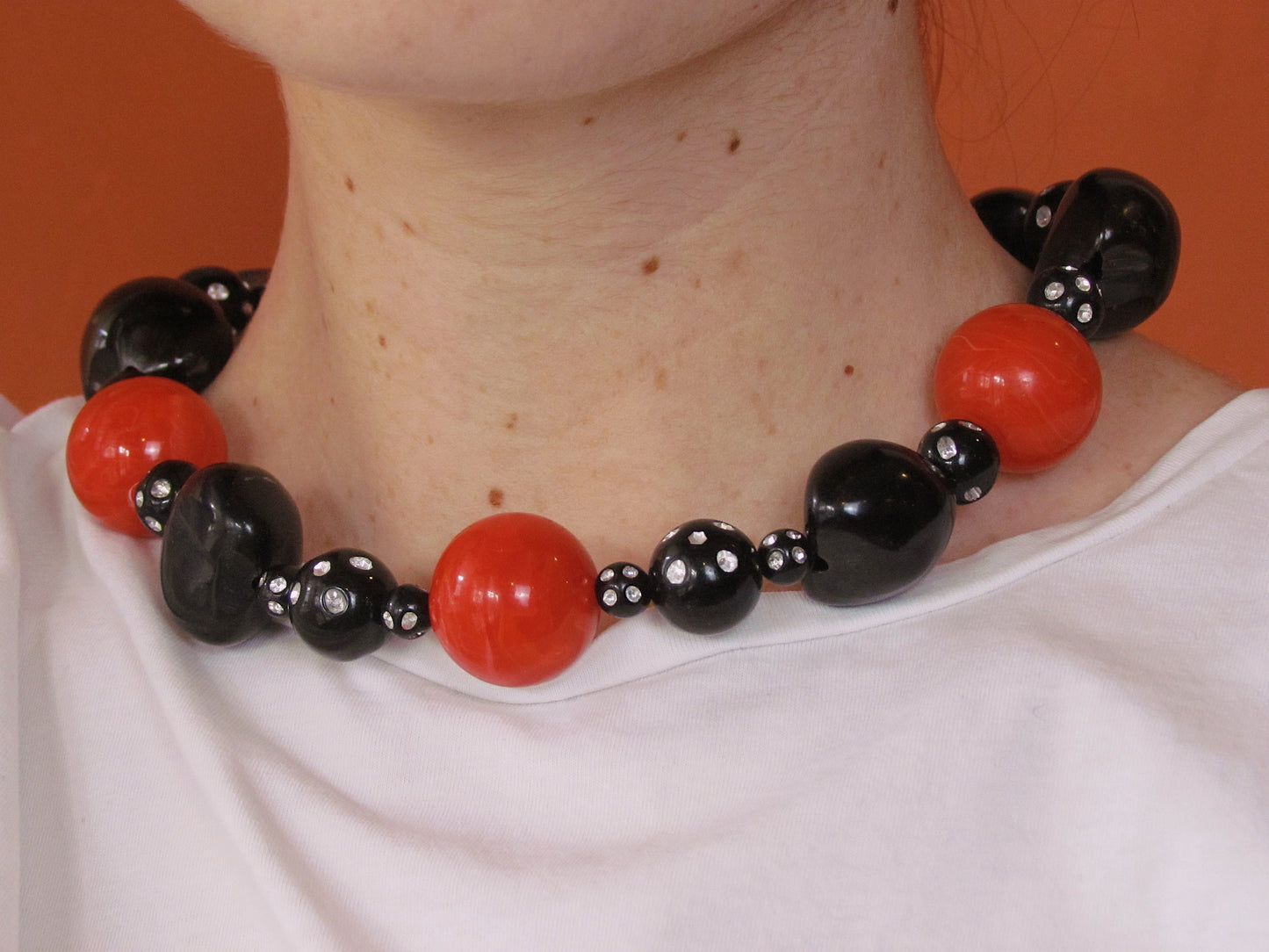 Handgemaakte zwart rode ketting