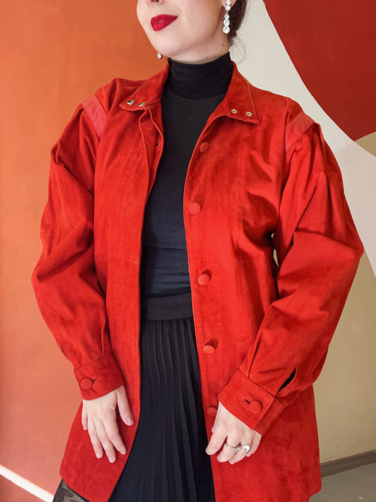Ruby red leren jack - xs