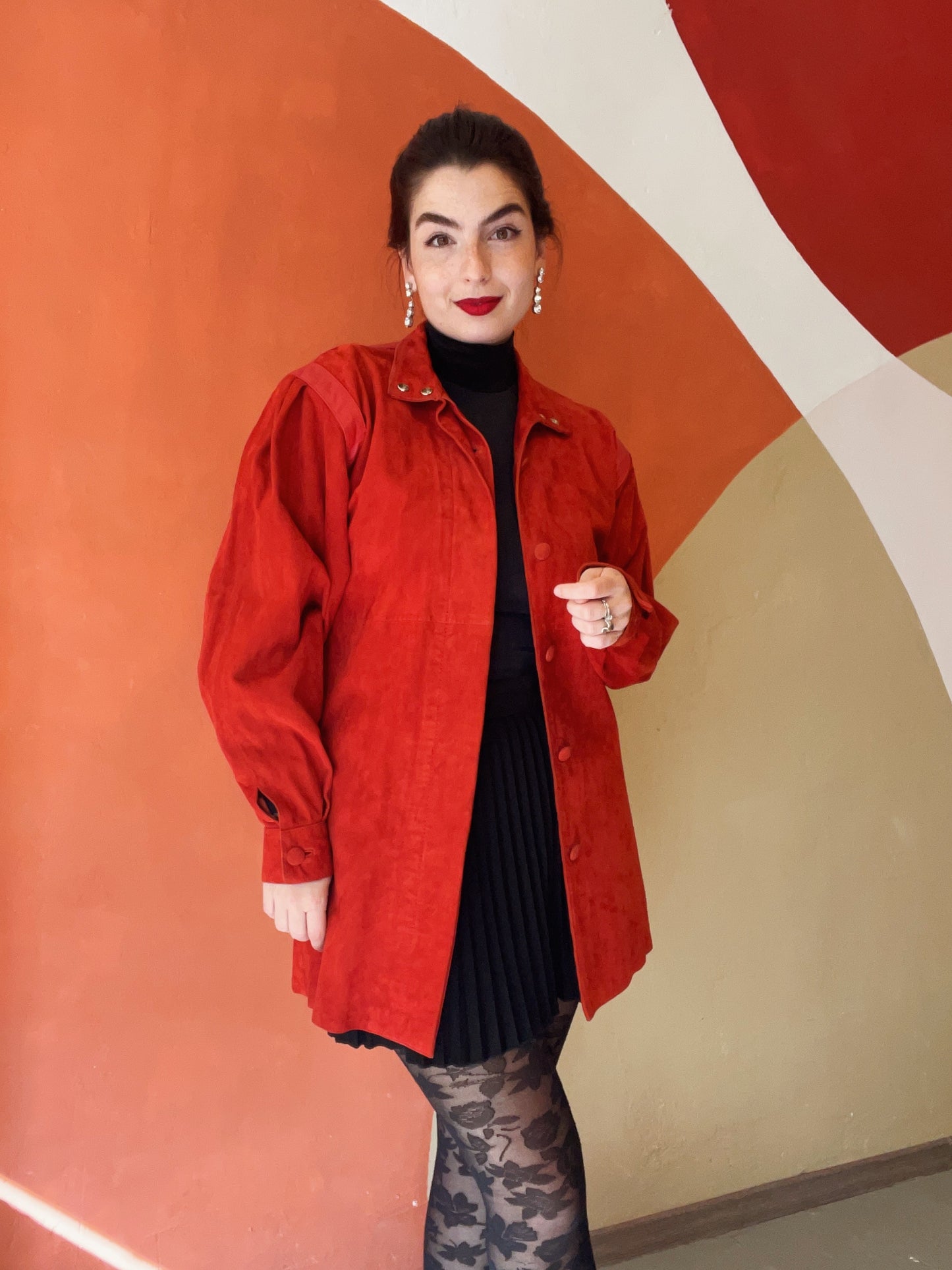 Ruby red leren jack - xs