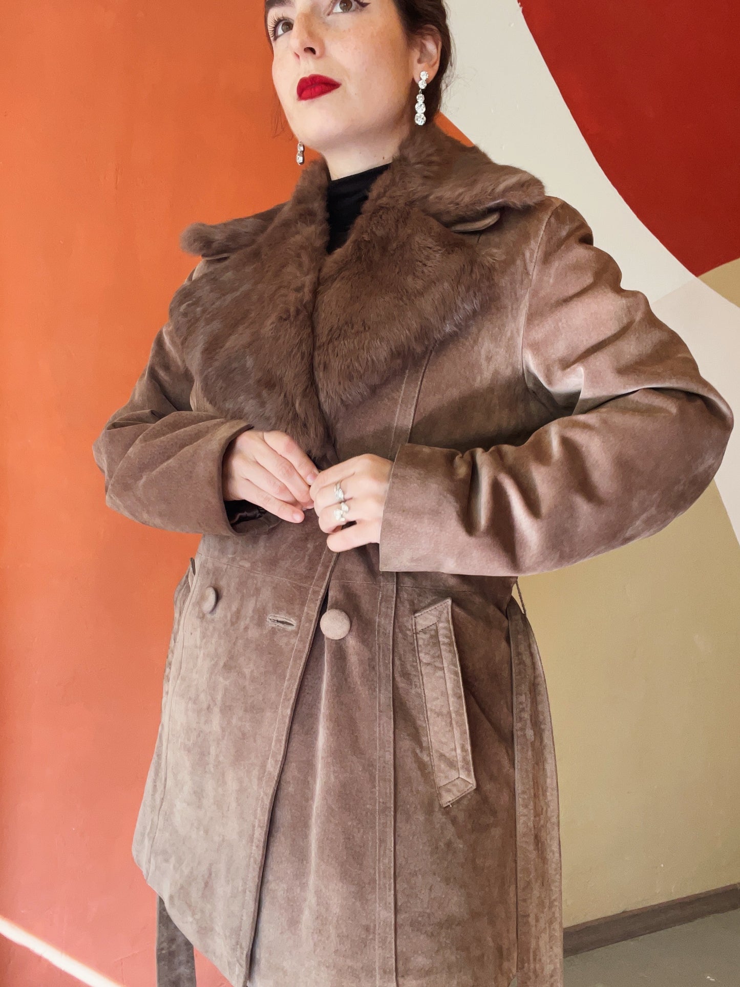 Laila leren bontjas - m