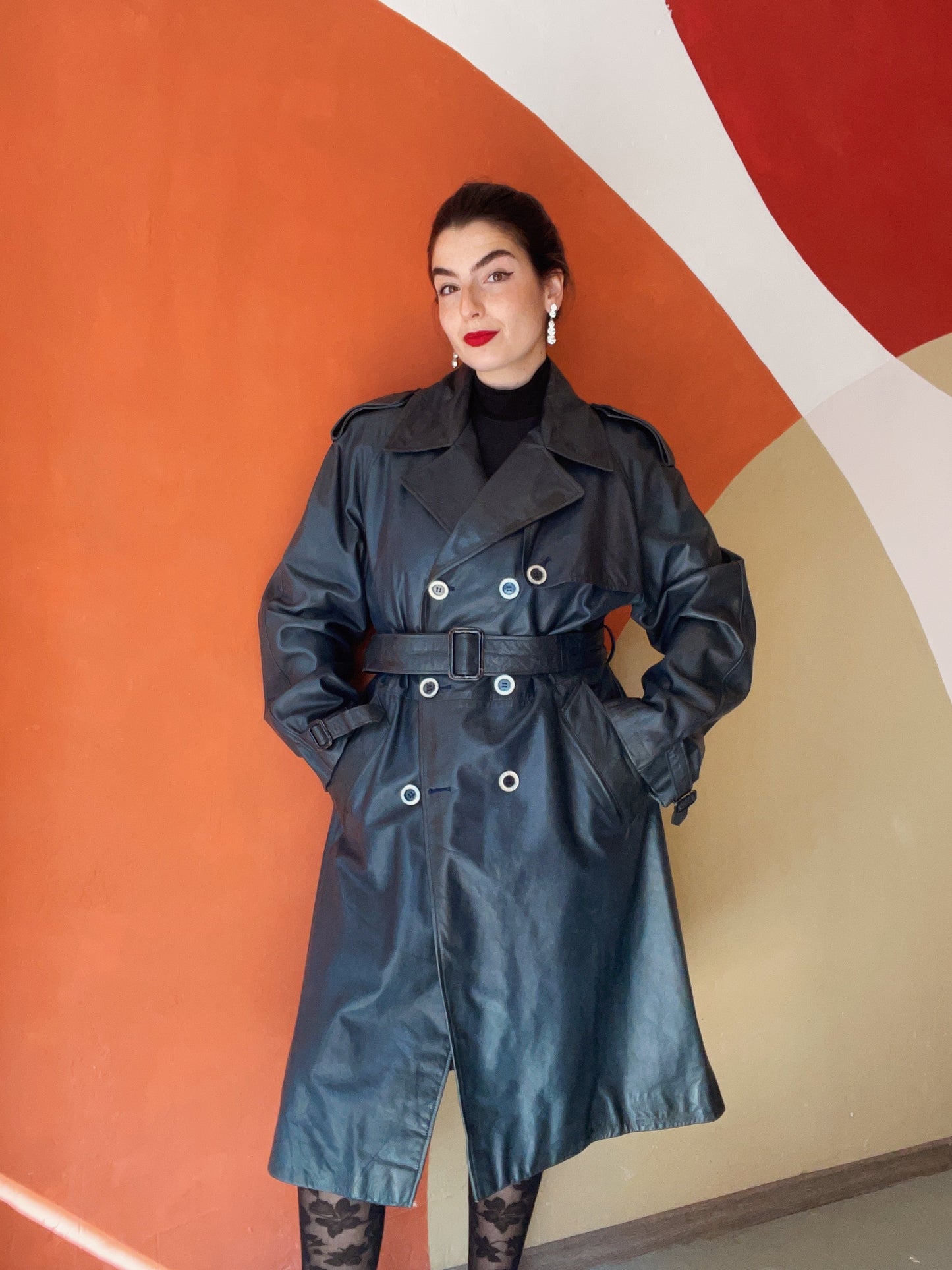 Lucy leren trenchcoat - L