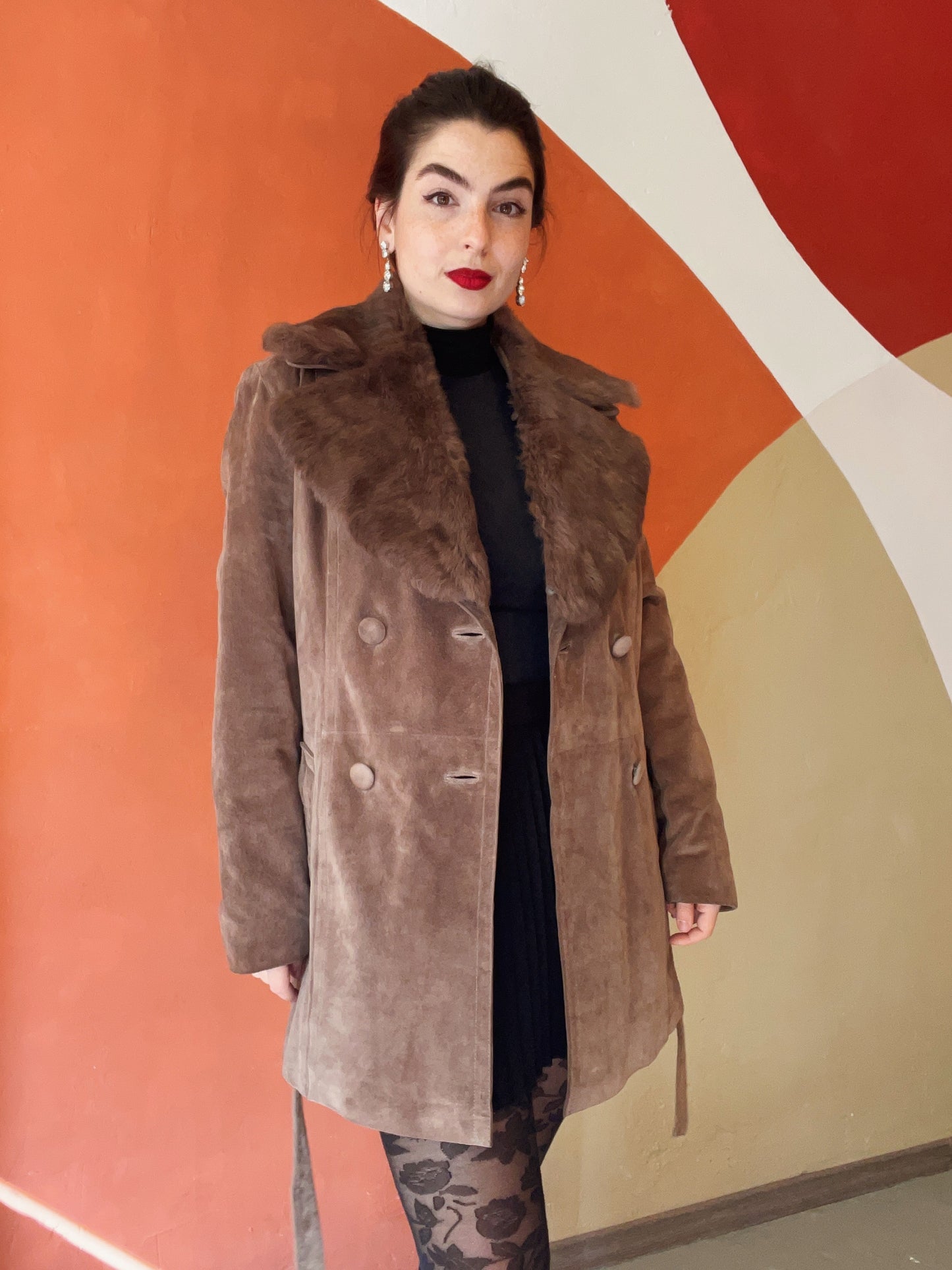 Laila leren bontjas - m