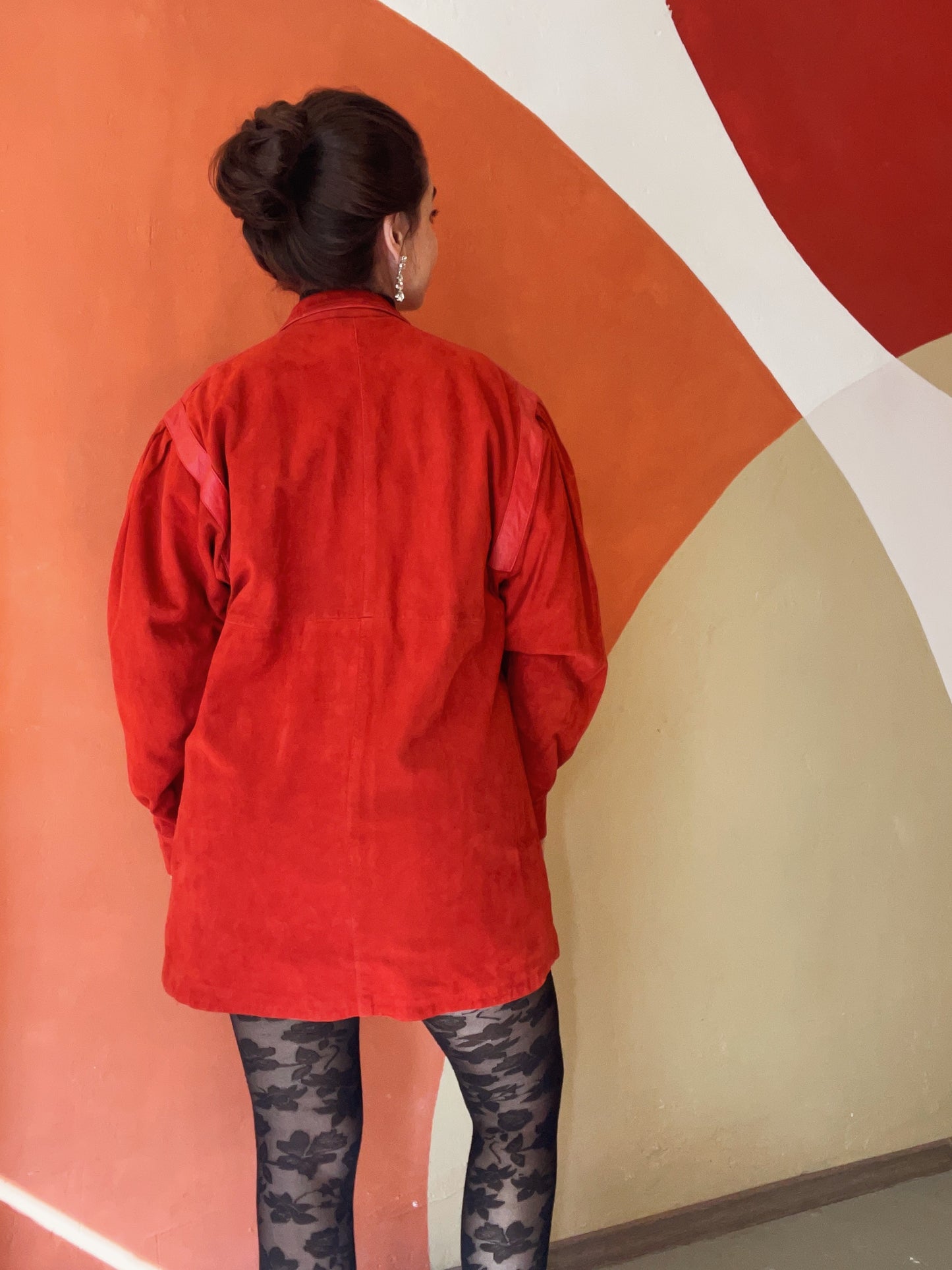 Ruby red leren jack - xs
