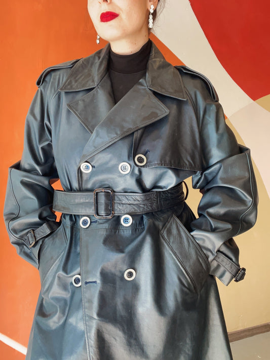 Lucy leren trenchcoat - L