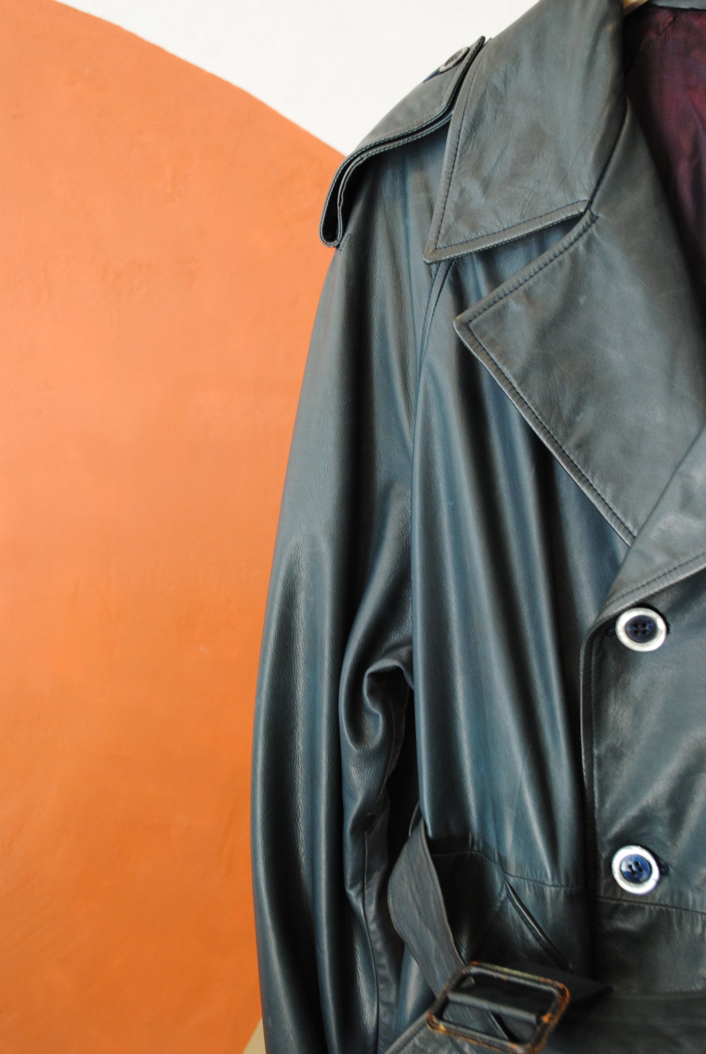 Lucy leren trenchcoat - L
