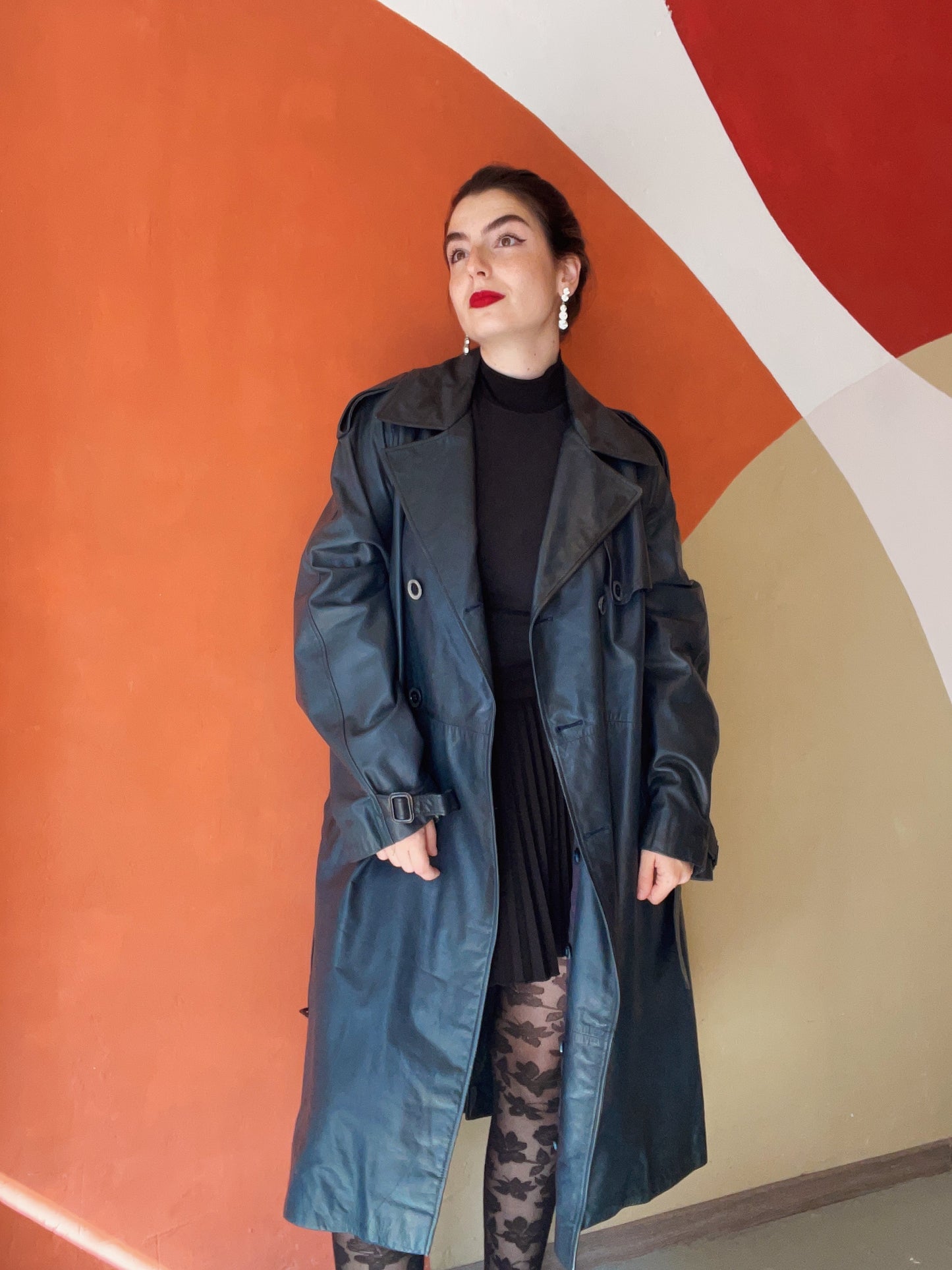 Lucy leren trenchcoat - L
